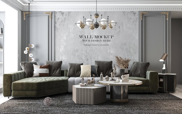 PSD wandmodell im neoklassizistischen luxuswohnzimmer