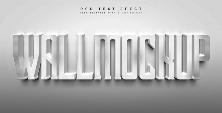 PSD wandmodell mit 3d-texteffektstil