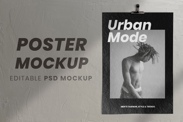 Wandposter mockup, papier urban design psd