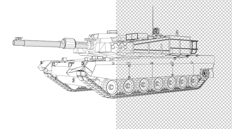 PSD war machine hand drawing and sketch black and white.