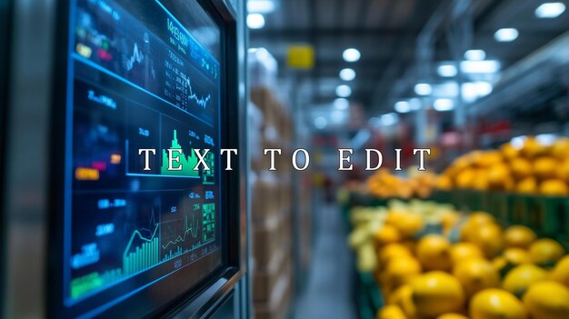 warehouse inventory management system display showing realtime data of produce
