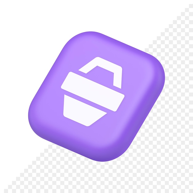 Warenkorb Online-Shop-Schaltfläche Handelsmarkt Kasse Web-App-Design isometrisches 3D-Symbol