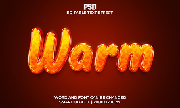 Warmer bearbeitbarer 3D-Texteffekt Premium Psd mit Hintergrund