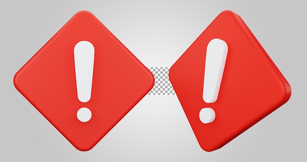 Warnschild auf transparentem Hintergrund 3D-Rendering