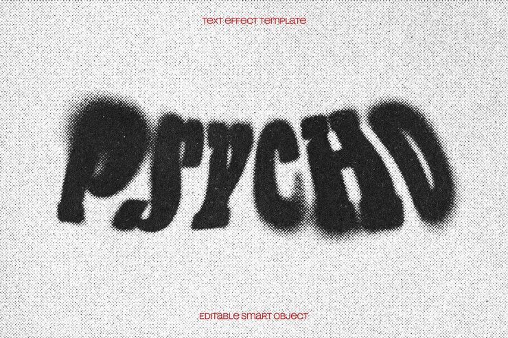 PSD warped halftone text effect