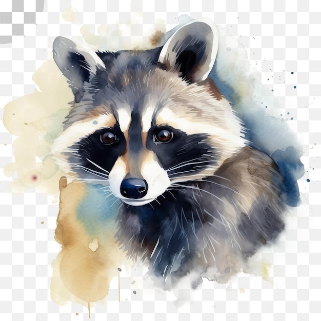 PSD waschbär malt waschbär auf dem aquarellhintergrund