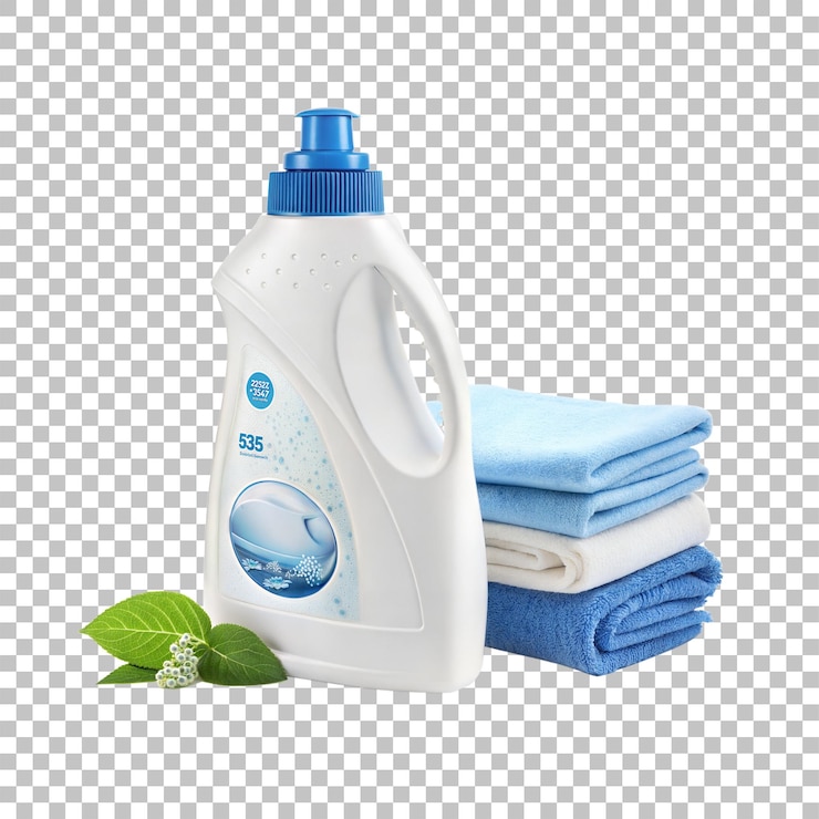 PSD waschmittelflasche und saubere handtücher