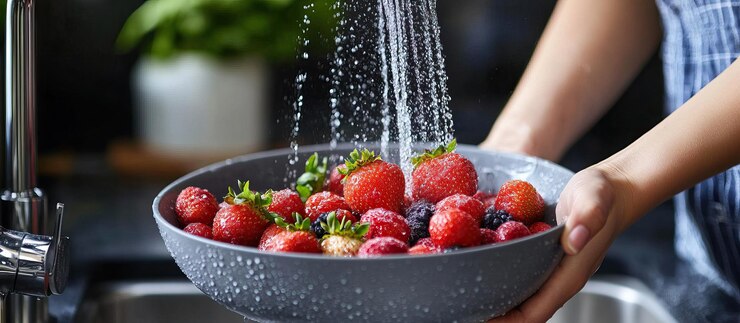 Washing Fresh Strawberries and Berries