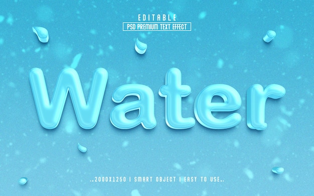Wasser 3d bearbeitbarer Texteffektstil mit Premium-Hintergrund
