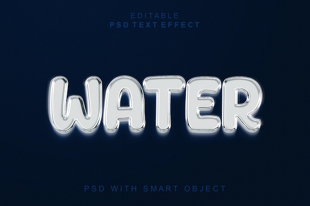 Wasser 3d-text-stil-effekt mit dunklem hintergrund