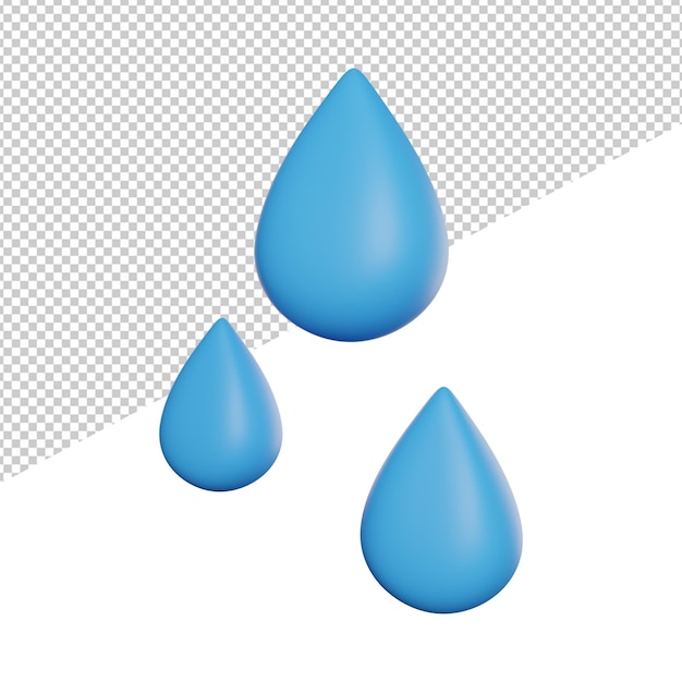 PSD wasser regentropfen seitenansicht 3d-rendering-symbol illustration auf transparentem hintergrund