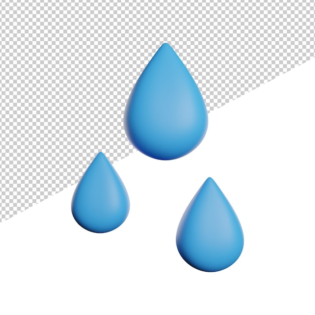 Wasser Regentropfen Vorderansicht 3D-Rendering Symbol Illustration auf transparentem Hintergrund