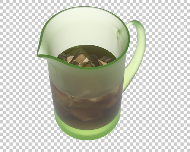 PSD wasserkrug mit eis auf transparentem hintergrund 3d-darstellung