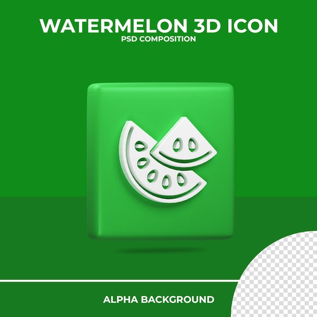 Wassermelone 3D-Rendering-Symbol Sommer