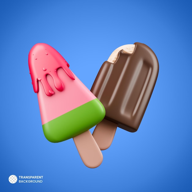 PSD wassermelonen-eis am stiel-symbol isolierte 3d-render-illustration