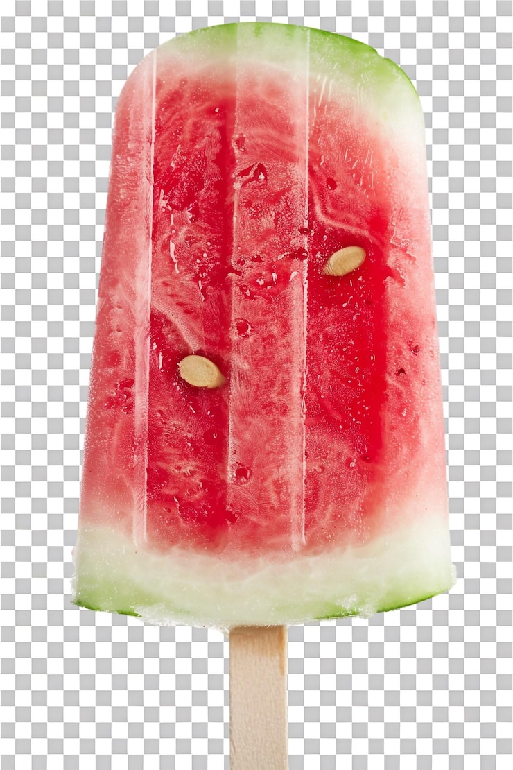 PSD wassermelonen-popsicle-eis, isoliert auf durchsichtigem boden