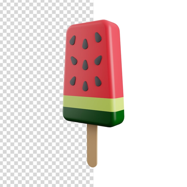 PSD wassermeloneneis 3d-illustration isoliert auf weiß wassermeloneneis illustration