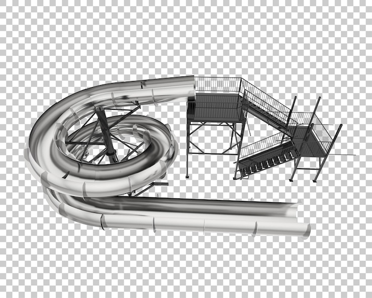 PSD wasserparkrutsche isoliert auf transparentem hintergrund 3d-darstellung