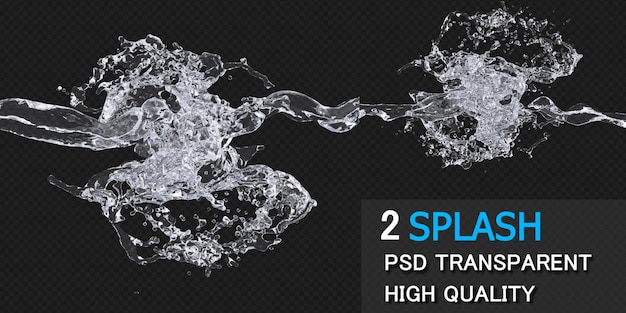 Wasserspritzen mit Tröpfchenpackungsdesign isolierte Wiedergabe
