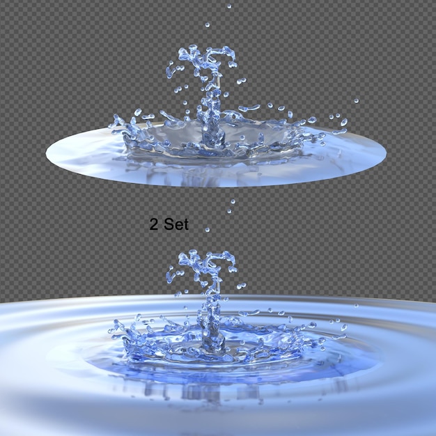 PSD wasserspritzer isoliert 3d-rendering