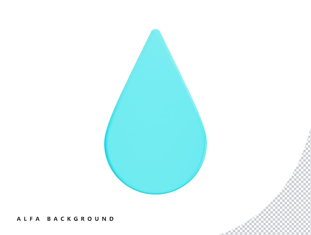 Wassertropfen mit 3D-Vektorsymbol Cartoon minimalen Stil
