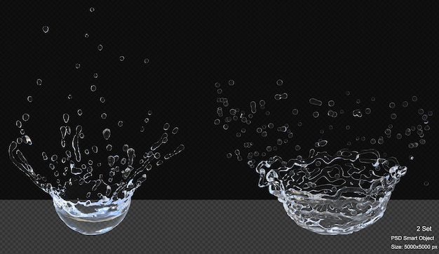 Wassertropfen spritzen isoliert 3d-rendering