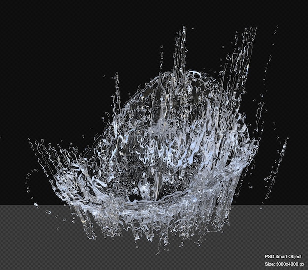 PSD wassertropfen spritzen isoliert 3d-rendering