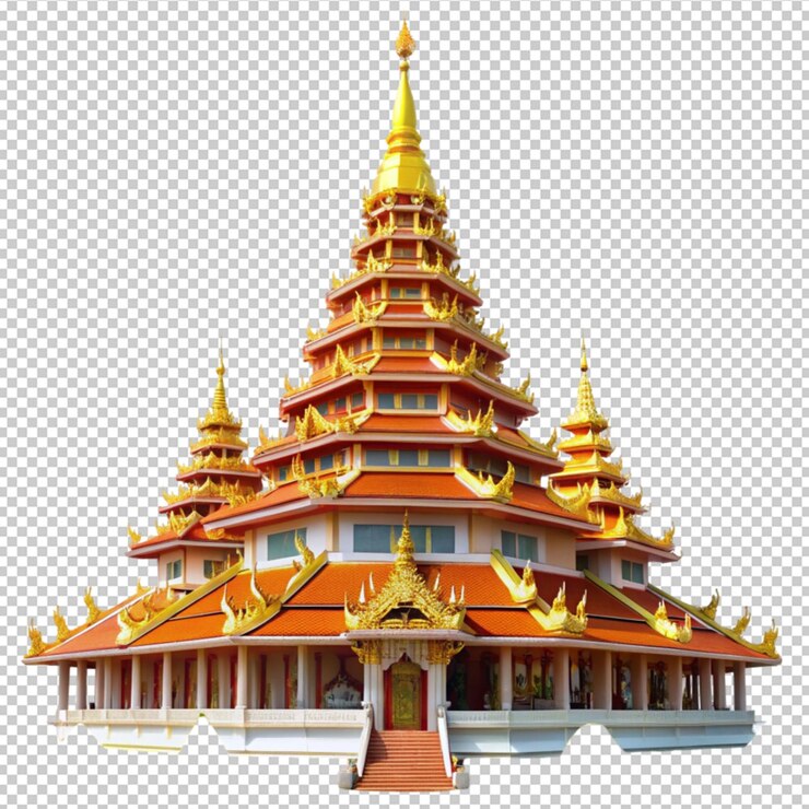 PSD wat huay pla knag en chiang rai tailandés en un fondo transparente