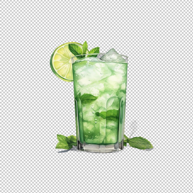 PSD watecolor-logo mojito mit isolierter hintergrundisolation