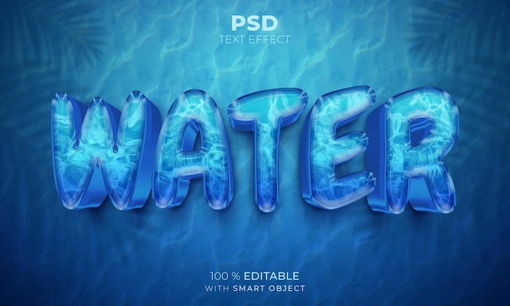 PSD water 3d editable text effect