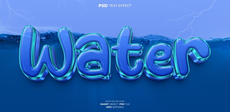 PSD water 3d editable text effect