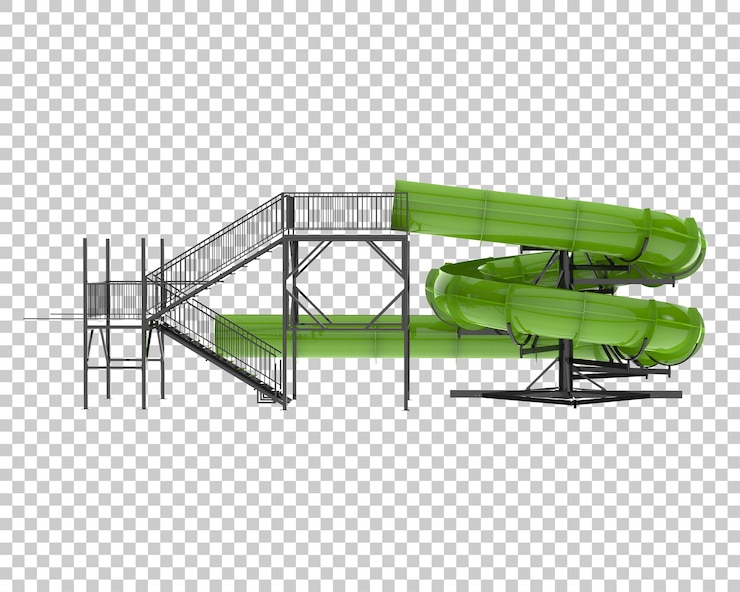 PSD water park slide isolated on transparent background 3d rendering illustration
