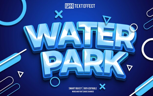 water park text effect font editable typography 3d text