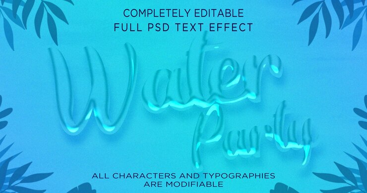PSD water party text effect