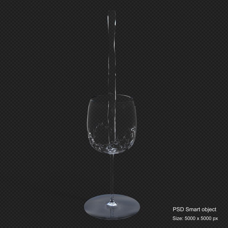 Water pouring into glass 3d render isolated