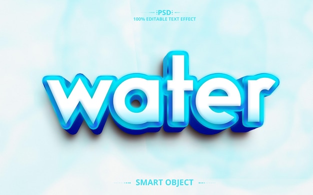 Water PSD Melhor Design de Efeitos de Texto editáveis