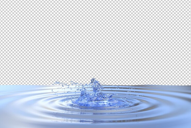 Water splash and ripples isolated 3d render