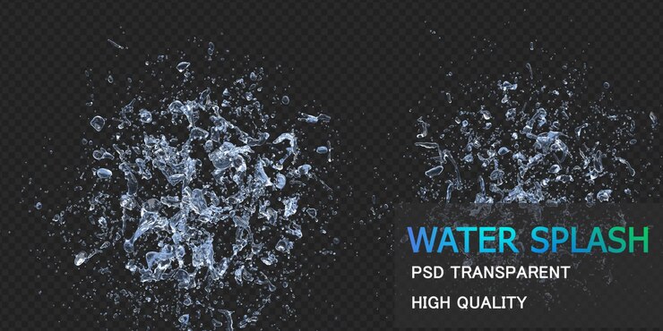 Water splash with droplets isolated design premium psd