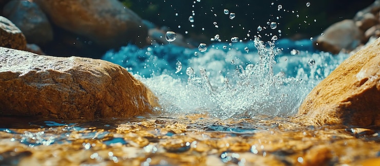 PSD water splashing against rocks