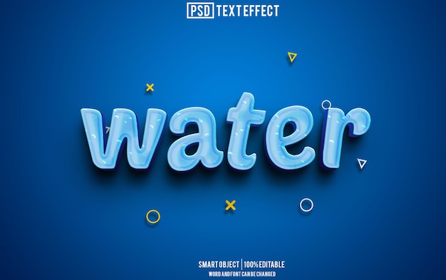 water text effect font editable typography 3d text