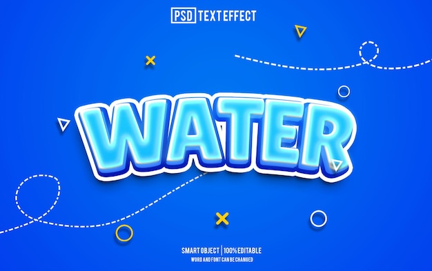 water text effect font editable typography 3d text
