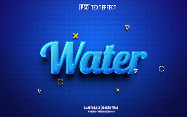 water text effect font editable typography 3d text