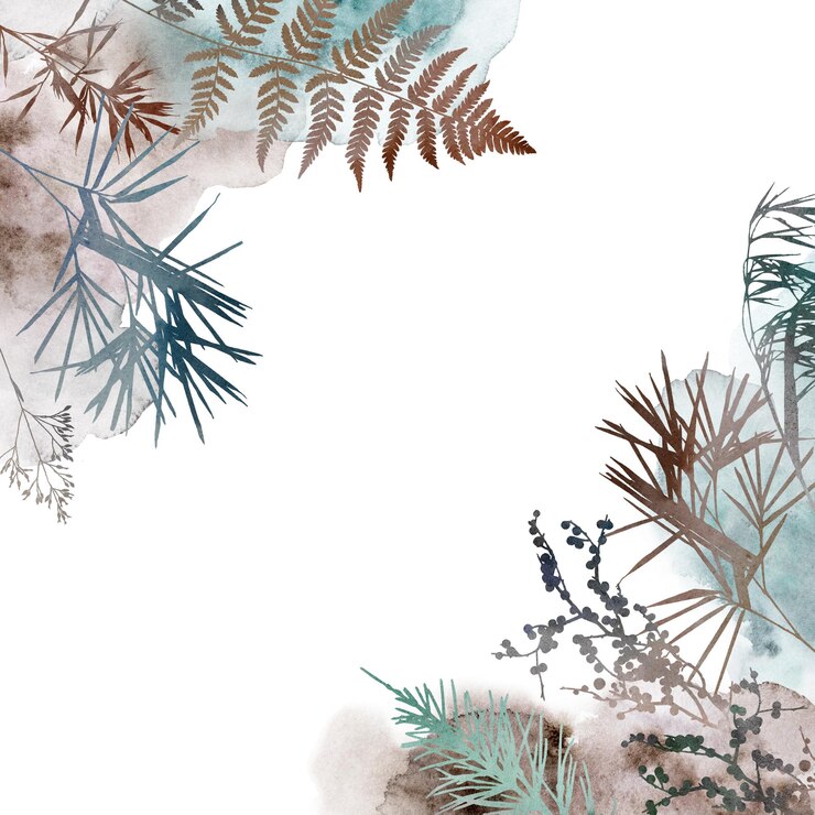 PSD watercolor boho autumn floral border with dried leaves in earthy tones wedding illustration