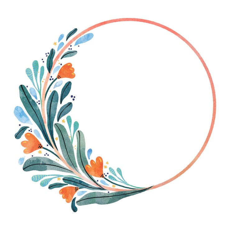 PSD watercolor floral frame with orange flowers