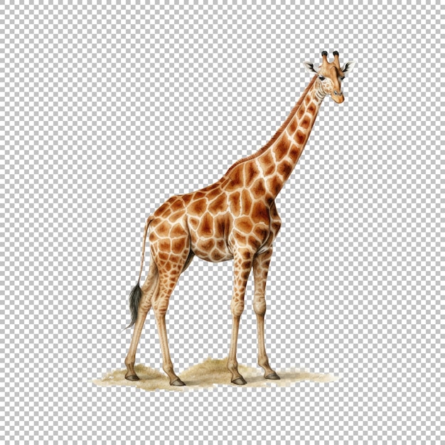 PSD watercolor giraffe illustration on transparent background