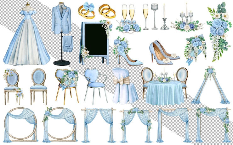 PSD watercolor hand drawn wedding outfit
