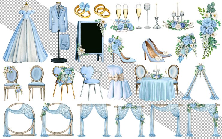 PSD watercolor hand drawn wedding outfit