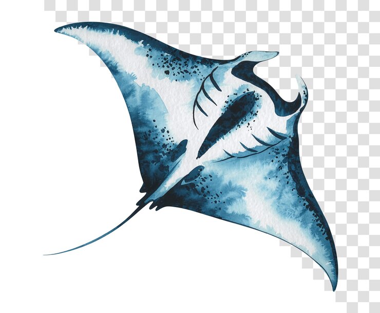PSD watercolor manta ray illustration