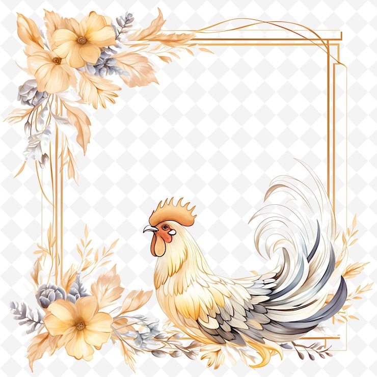 PSD watercolor nature frame scribbled landscape inspiring wildlife on white background