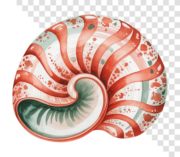 PSD watercolor nautilus shell illustration